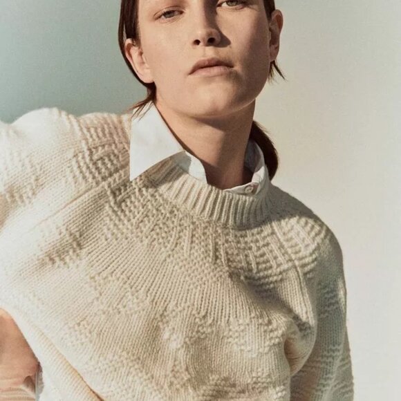 Vince  Fair Isle Textured Wool Raglan Sweater - Picture 4 of 5